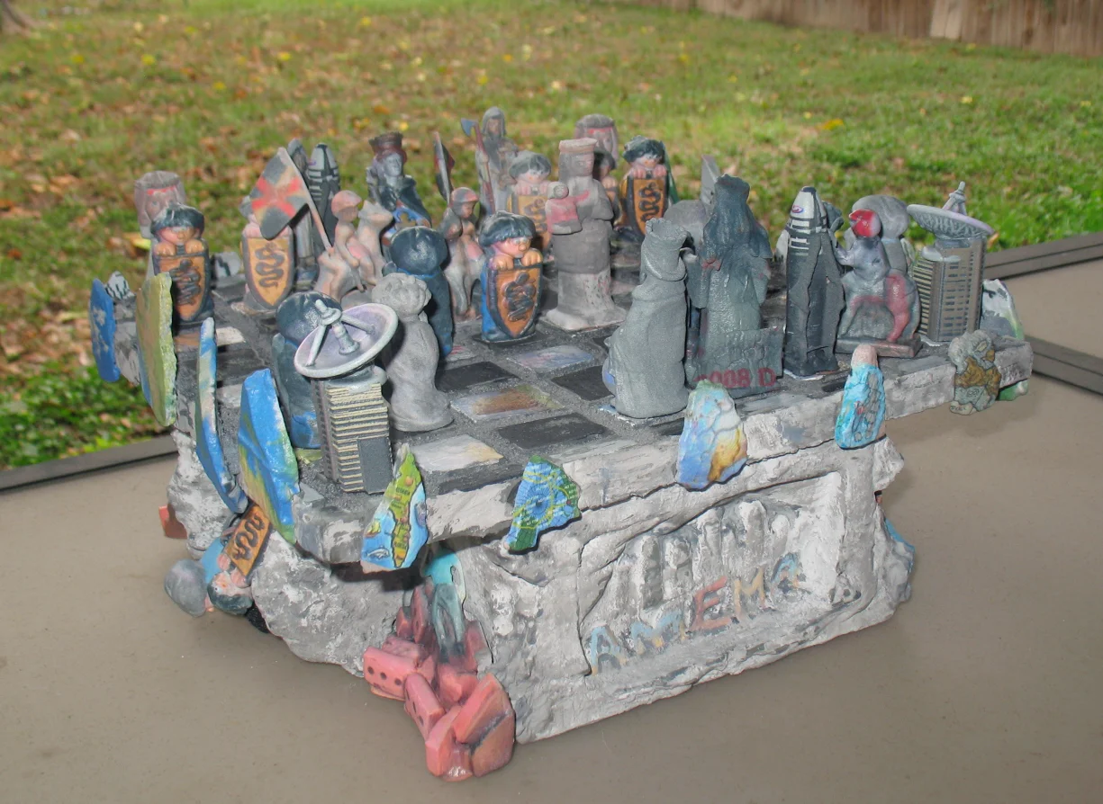 Detail of the Amema chess set: individual full-color 3D printed pieces
