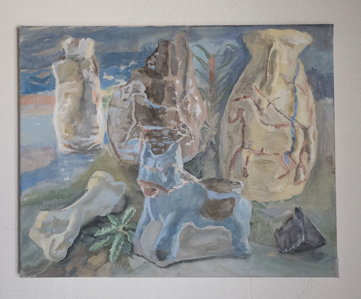 Oil painting of vases